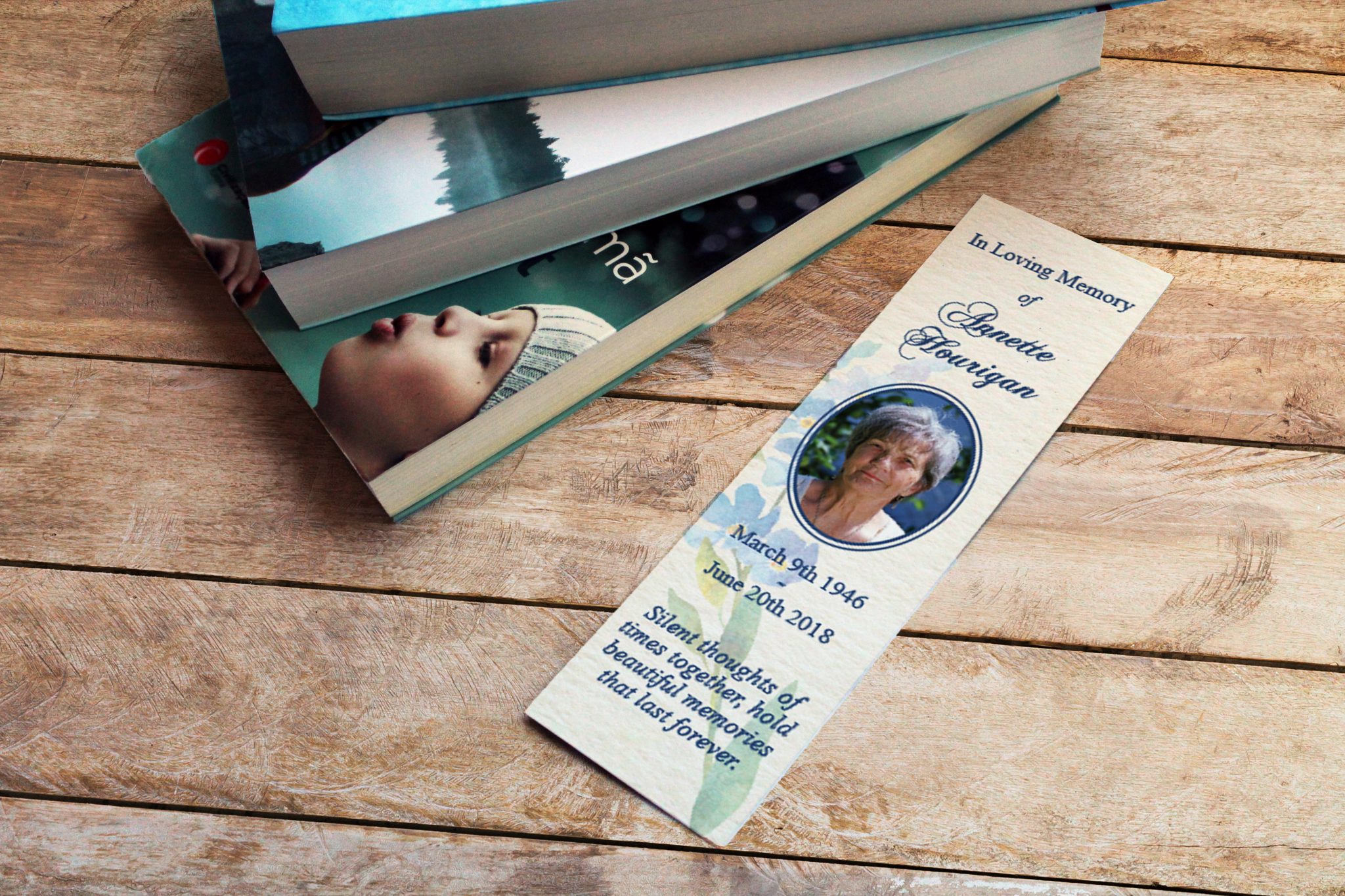 Memorial cards bookmark in loving memory