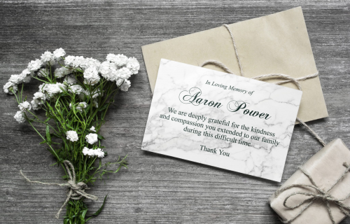 Bespoke design memorial cards white flowers