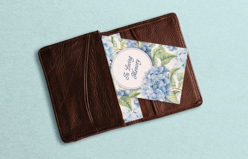 wallet card blue hydrangea